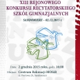 Eliminacje miejskie XIII Rejonowego Konkursu Recytatorskiego Szkół Gimnazjalnych